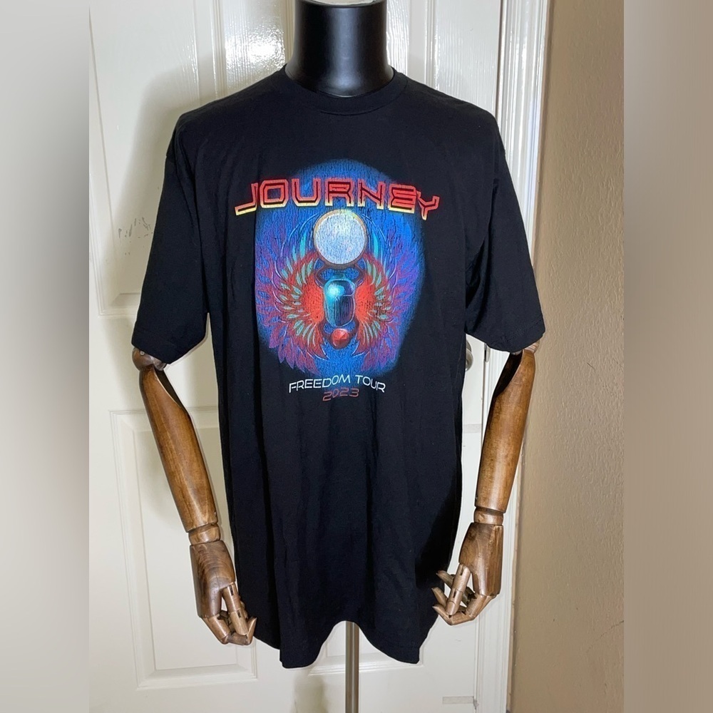 Journey Freedom Tour Band T-Shirt Adult XL Black Tultex Tag​​​​​​​​​​​